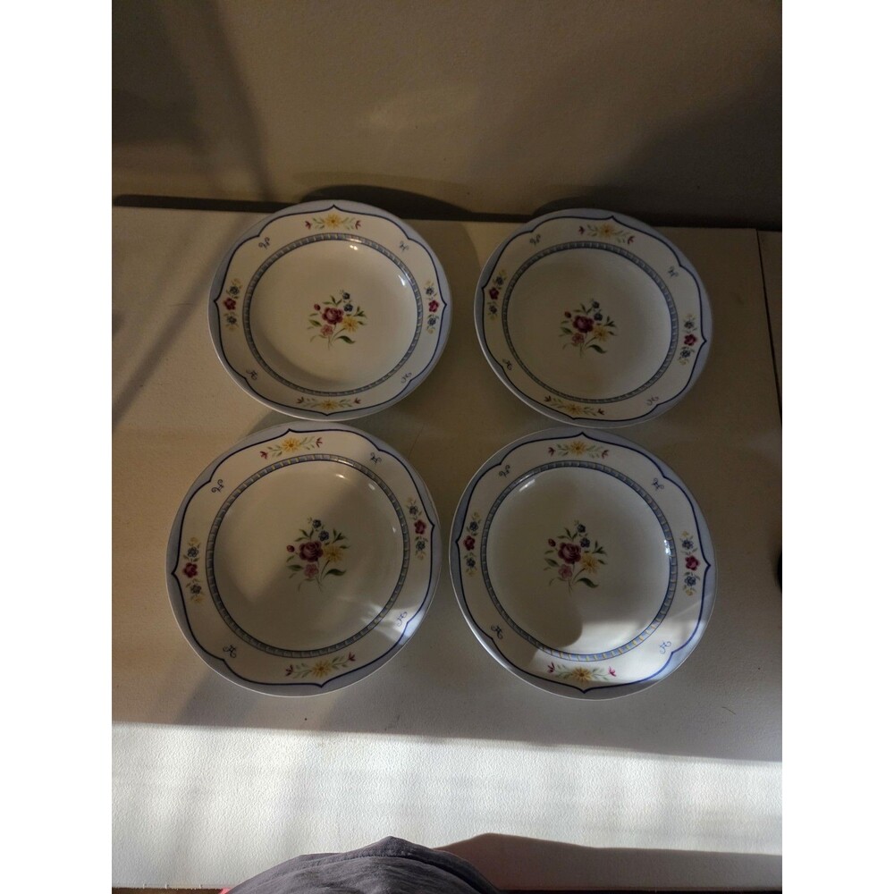 Set of 4 Coventry PTS International "Genevieve" Porcelain 9.25" Rimmed Soup...